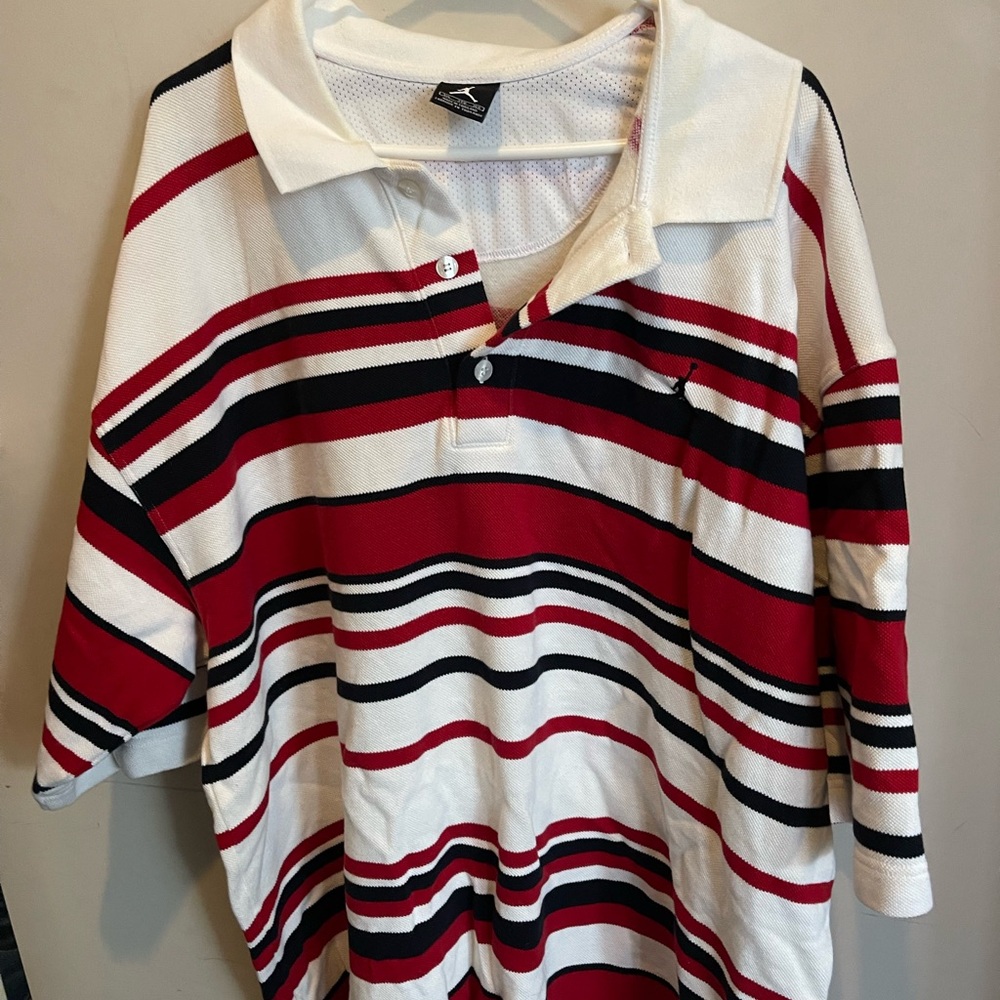 Classic Striped Air Jordan Vintage Polo - Red, Black, White